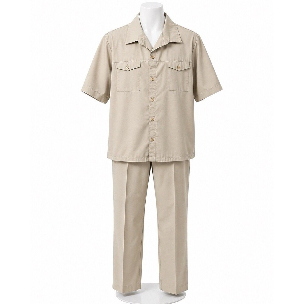 Vtg Farah Soft Top Mens 2pc Khaki Pants Leisure Disco Cosplay Retro 70s 80s